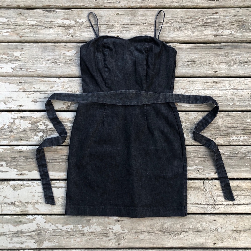Gap Gray Denim Sweetheart Pencil Wiggle Dress 10
